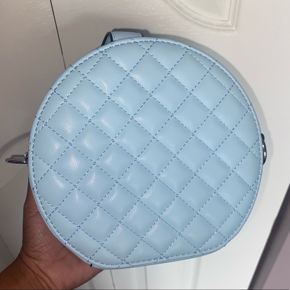 LIGHT BLUE STUDDED Lozenge Pattern Crossbody Bag - Picture 3 of 5
